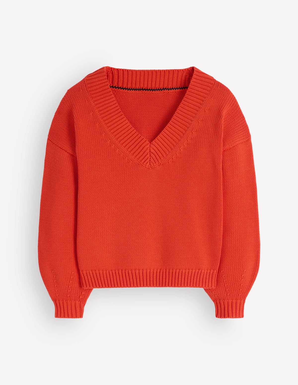 Lucy Cotton V-neck Sweater-Sunset Orange