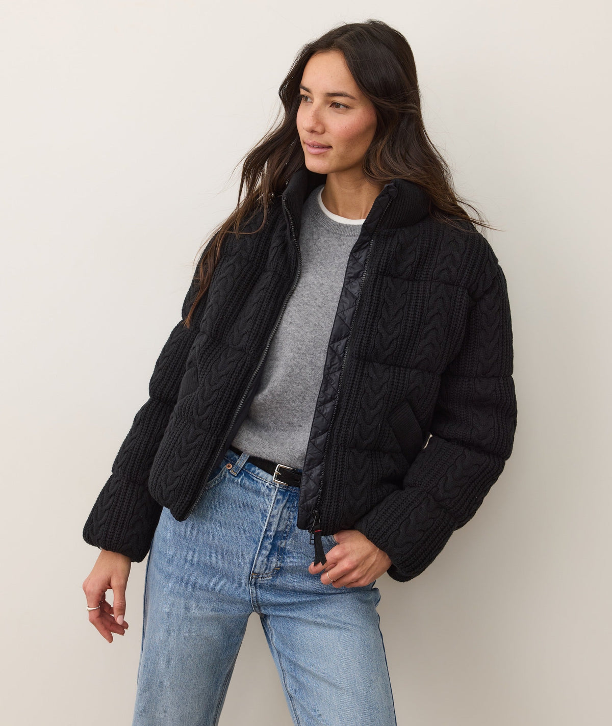 Alba Cable Knit Puffer