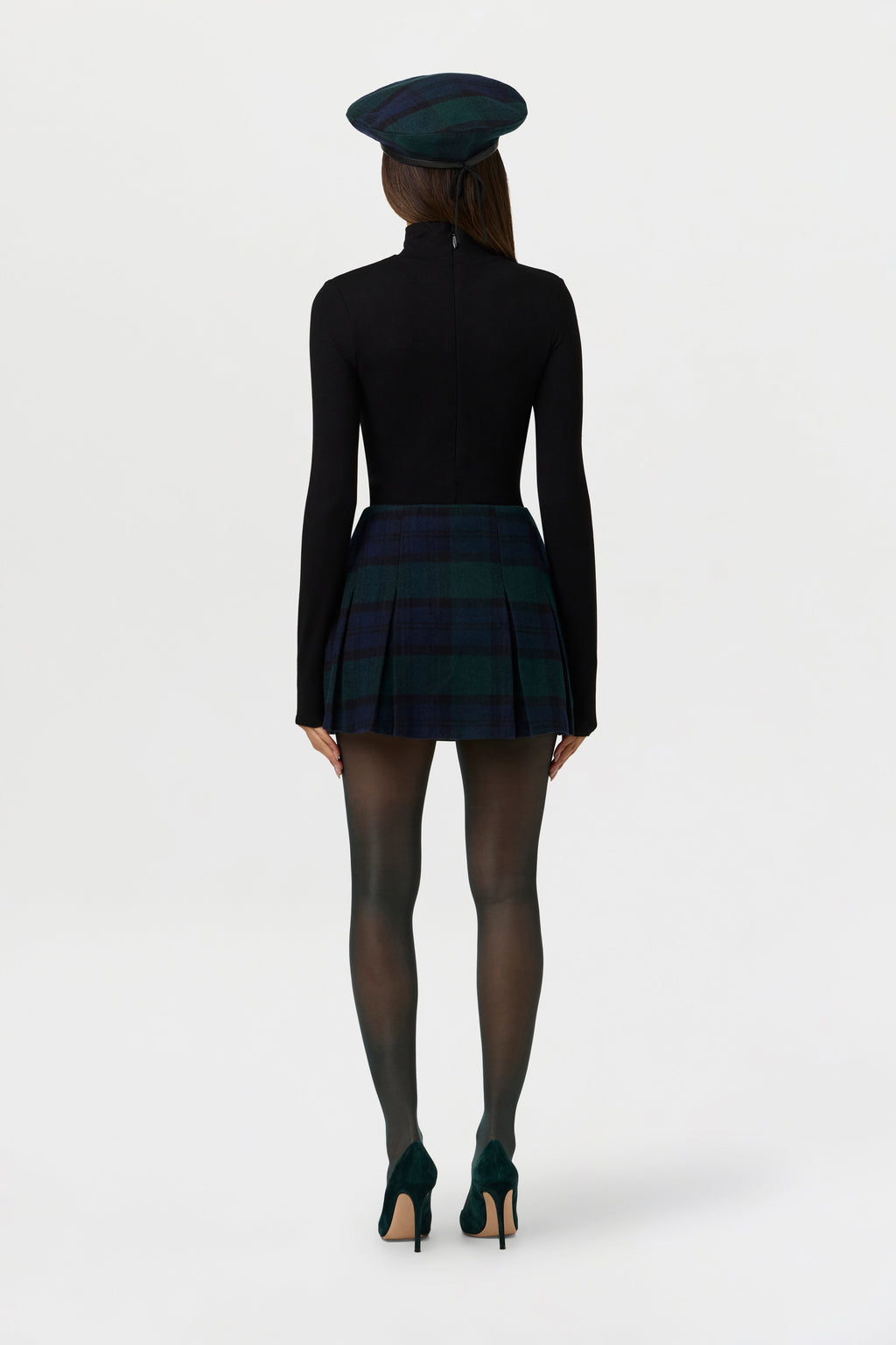 Suiting Plaid Pleated Mini Skirt