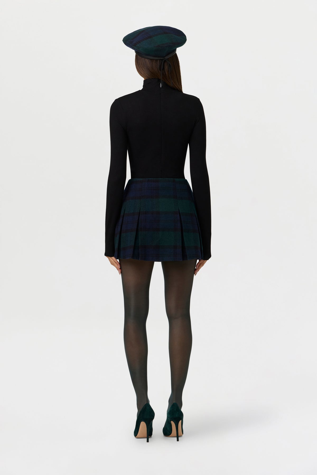 Suiting Plaid Pleated Mini Skirt