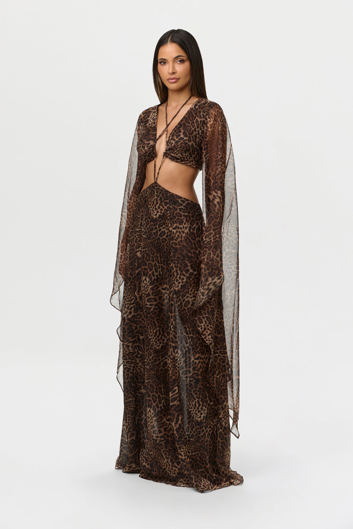 Chiffon Print Cutout Maxi