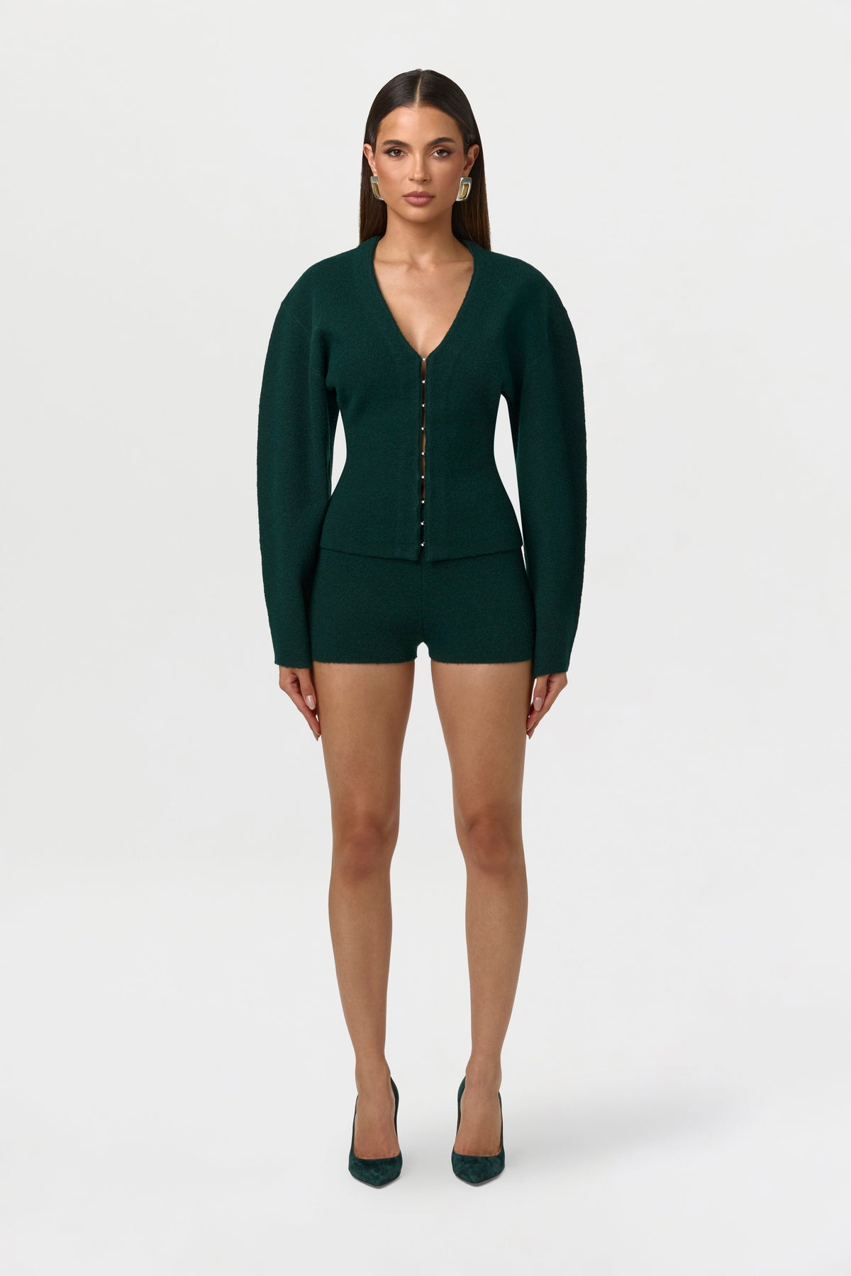 Knit Rhinestone Button Up Cardigan