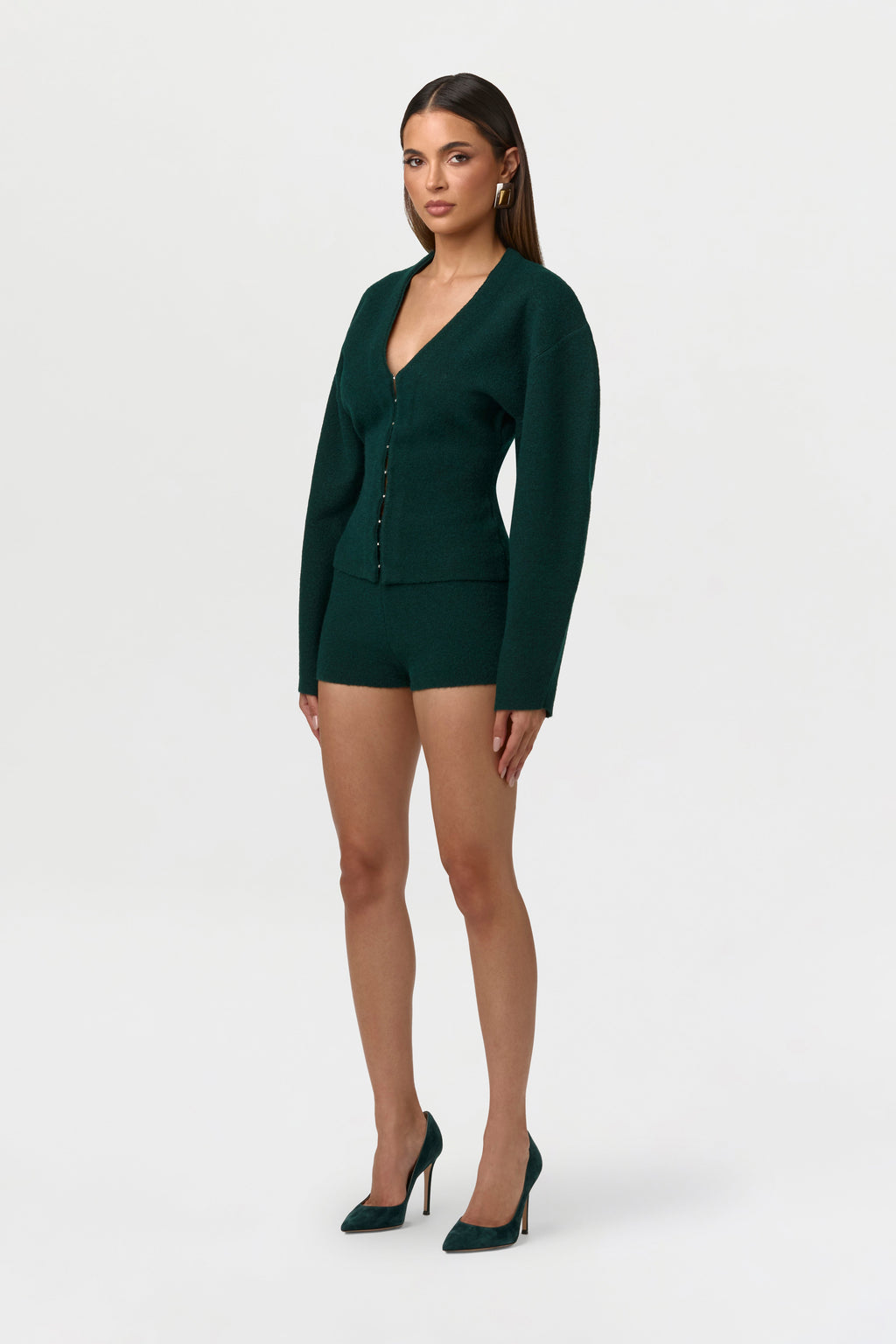 Knit Rhinestone Button Up Cardigan