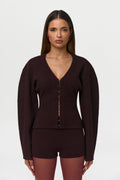 Knit Rhinestone Button Up Cardigan