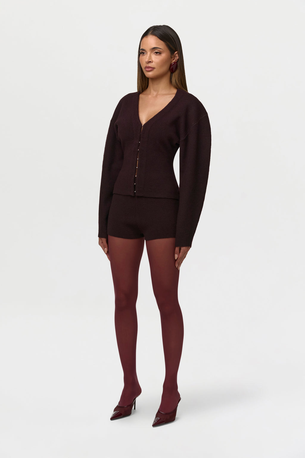 Knit Rhinestone Button Up Cardigan