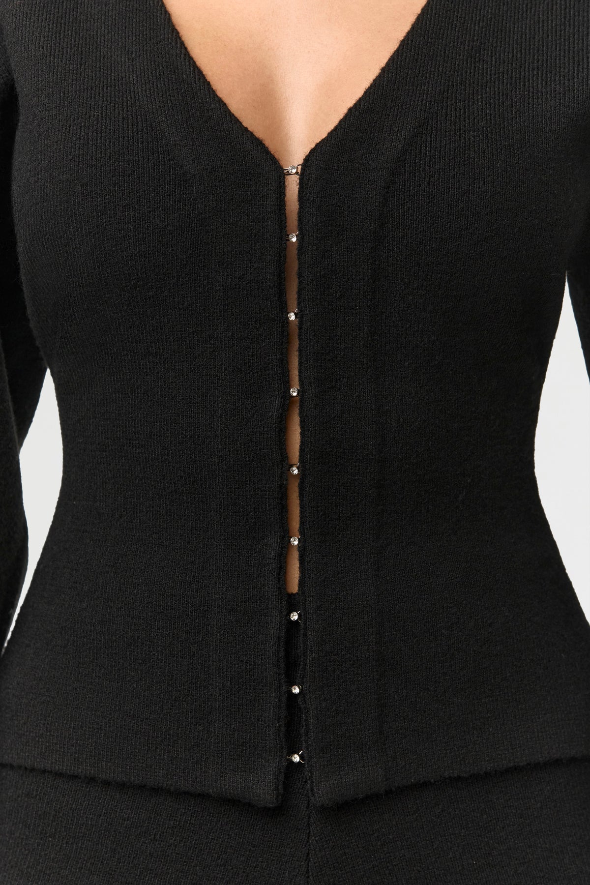 Knit Rhinestone Button Up Cardigan
