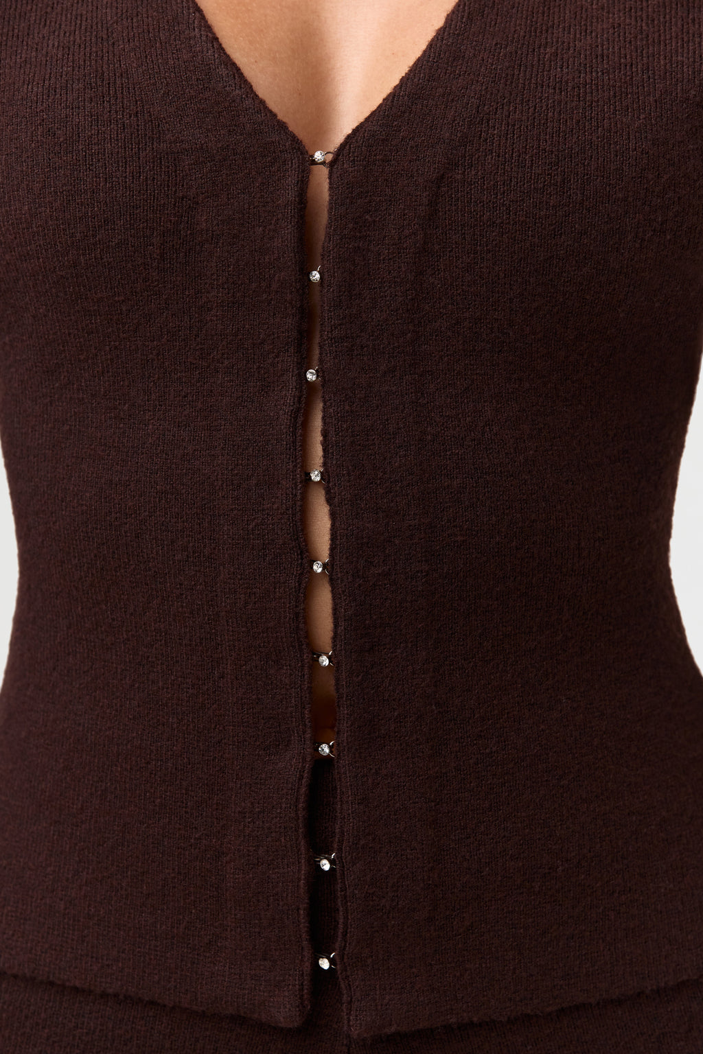 Knit Rhinestone Button Up Cardigan