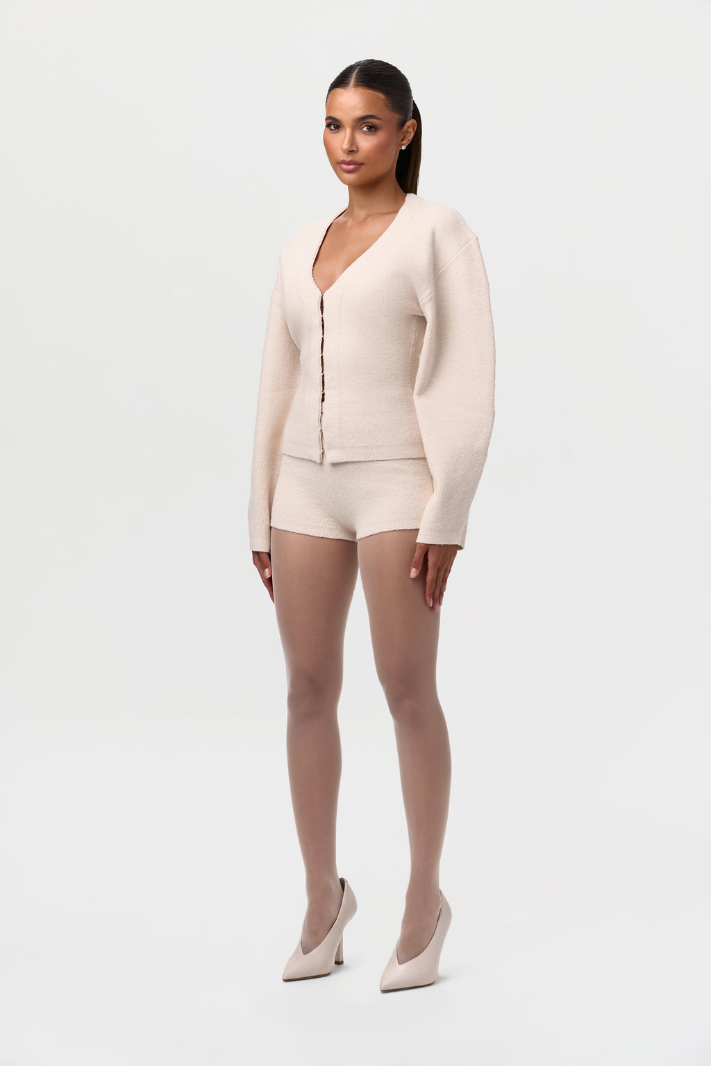 Knit Rhinestone Button Up Cardigan