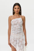 Stretch Lace Asymmetric Halter Top