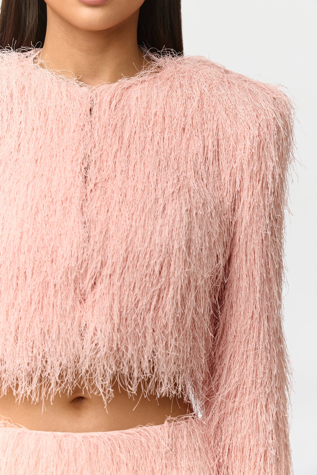 Faux Fringe Cropped Jacket