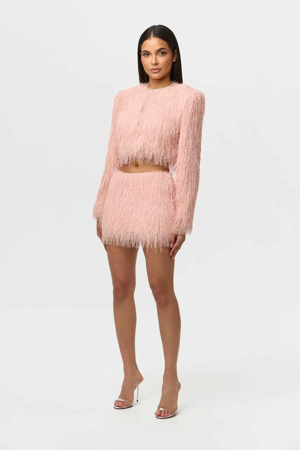 Faux Fringe Cropped Jacket