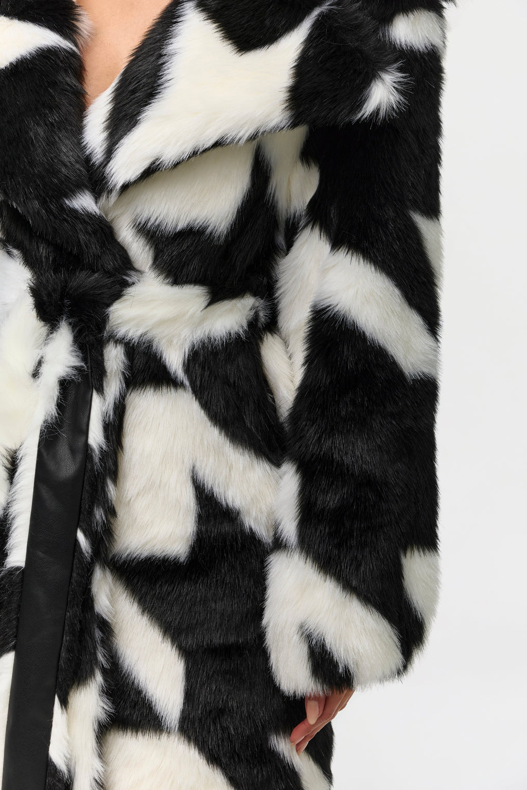 Faux Fur Houndstooth Coat