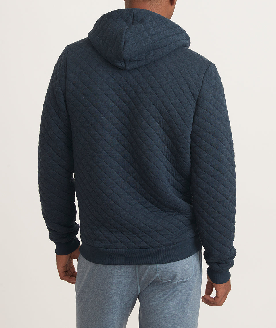 Men's Corbet Quilted Full Zip Hoodie in Navy Heather